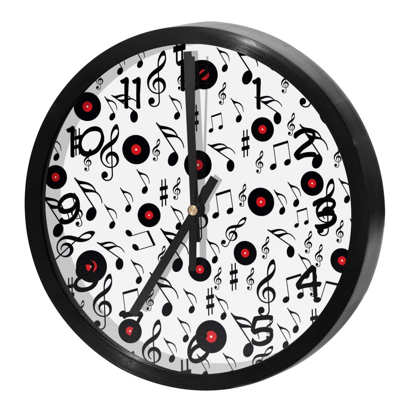 Horloge murale noire à quartz et notes de musique pour la décoration de la maison