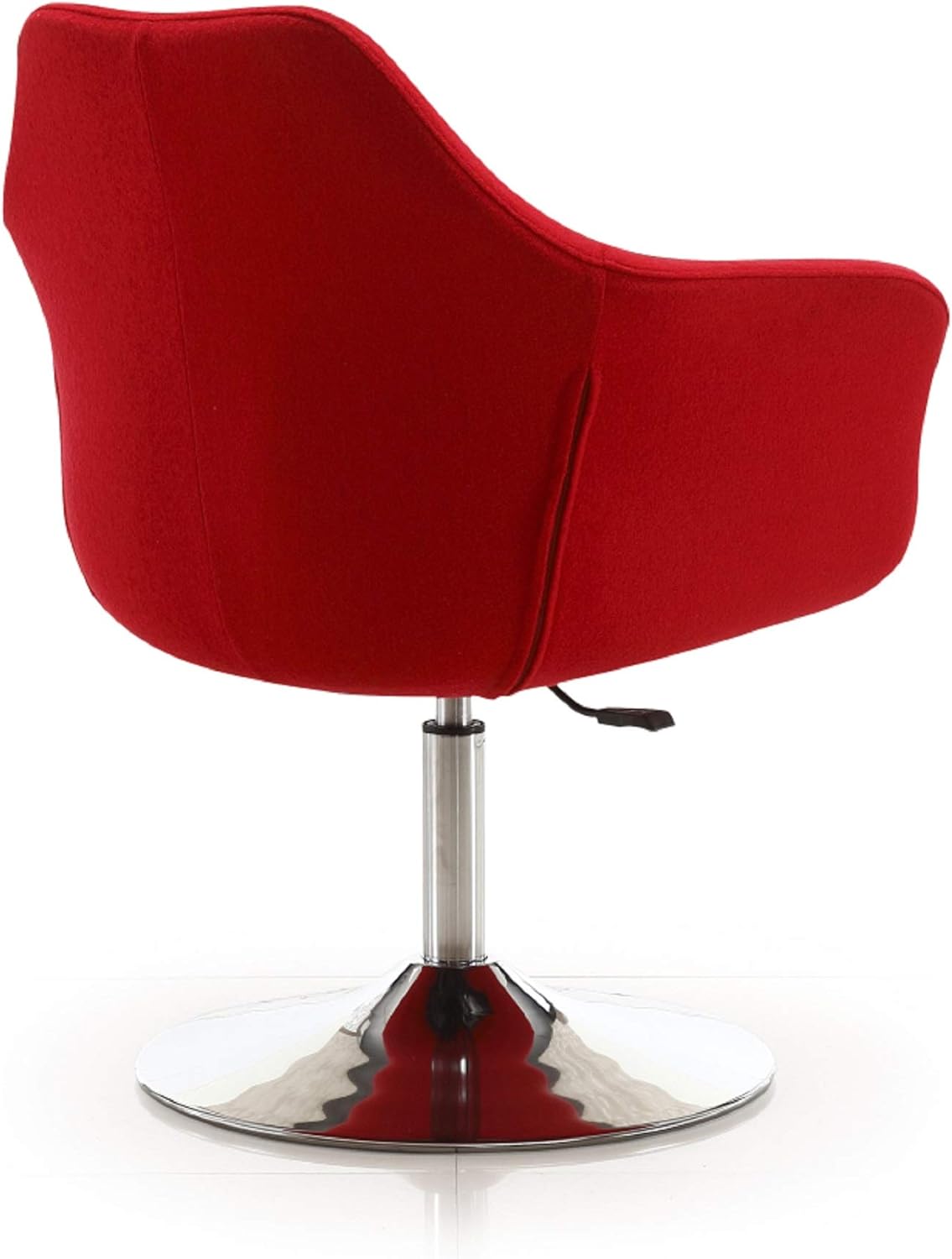 Manhattan Comfort Kinsey Adjustable Swivel Accent Chair Set of 1 with 360° Turn, Upholstered in Wool Blend, Polished Chrome Base, Ergonomic Design for Living Room & Home Office, 300 Lbs Capacity, Red