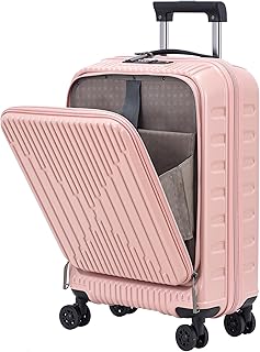 Maleta de Mano de 19 Pulgadas con Bolsillo Frontal para portátil de 15,6", 35 x 23 x 55 cm, 43 L, 3,1 kg, Carcasa rígida Ligera de ABS y PC, Color Rosa