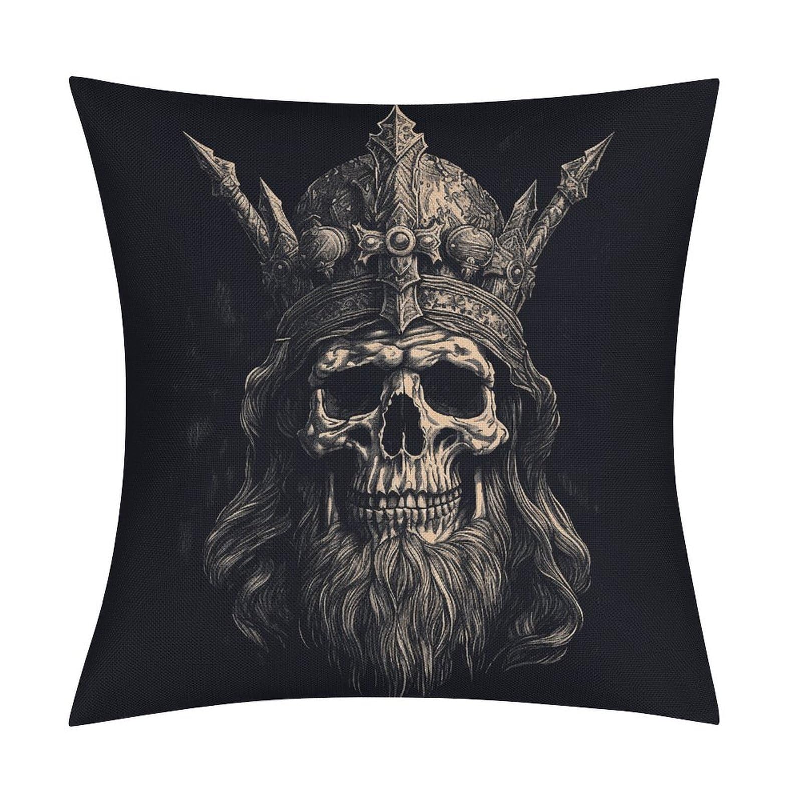 Adfgyerh Style Skull And Ax Pillow Covers Soft And Comfortable Invisible Zipper ，Home Decor 18X18 Inch Edging Technology，Throw Pillow Covers For Couch Sofa Bedroom Living Room.