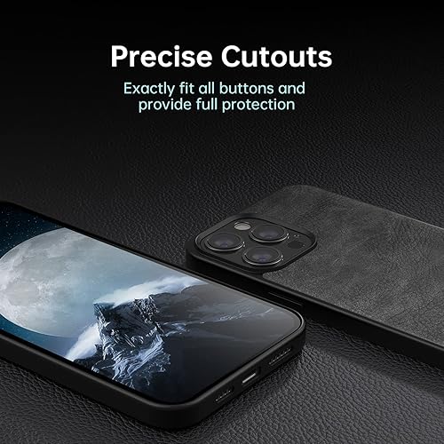 Miniatura 6 de SALAWAT Compatible con iPhone 13 Pro Max, funda delgada de piel sintética vintage a prueba de golpes, ligera, de poliuretano termoplástico suave,