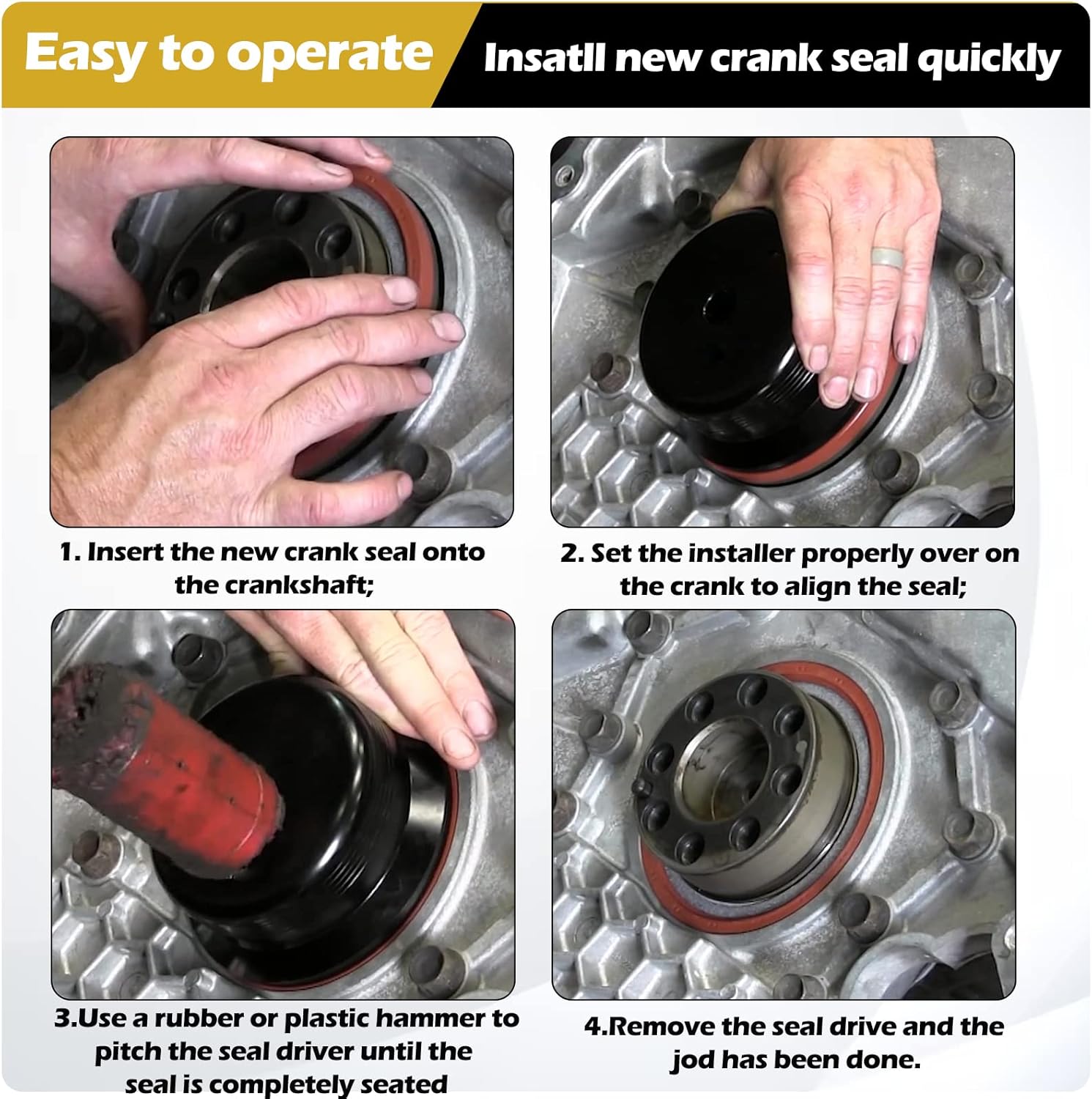 6.6L Duramax Diesel Main Crankshaft Seal Driver Kit Front & Rear Crank Seal Installer Kit for 01-16 GM 6.6 6.6L, LB7 LLY LBZ LMM LML