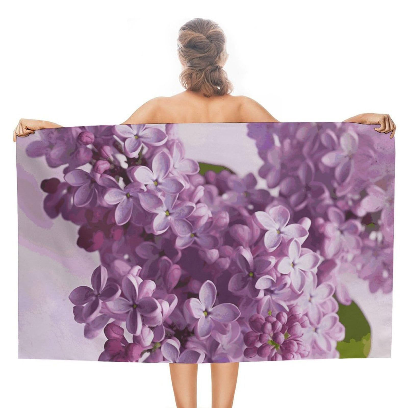 asbwuo Lilac Flowers Beach Towels Extra Large Quick Dry Absorbent