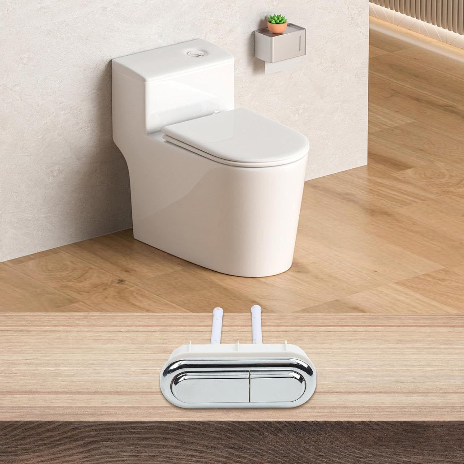 Oval Dual Flush Toilet Tank Button with Long, Adjustable Replacement Push Button Home and Hotel Cistern Repair Parts