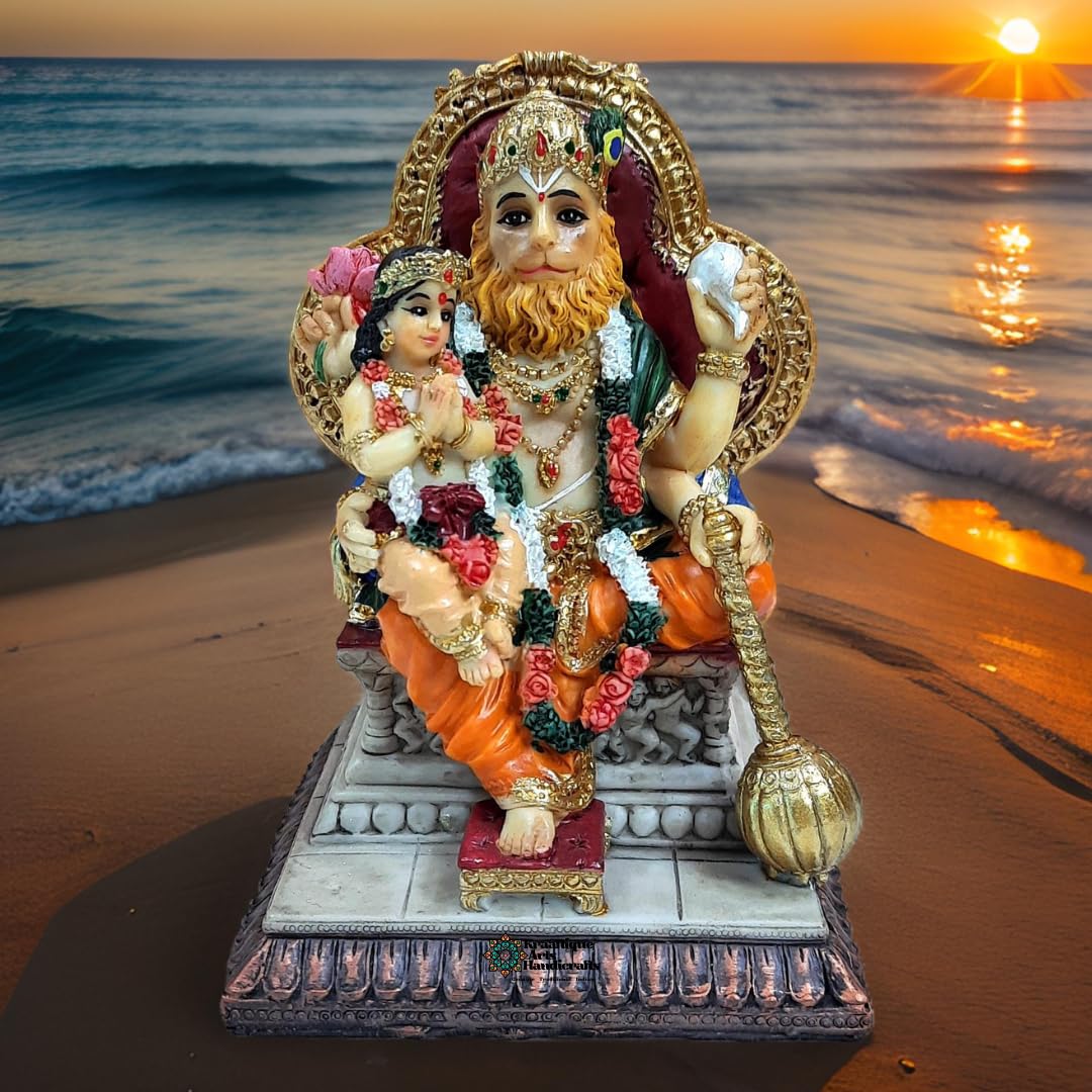 Hikyskin KRAAFTIQUE Shri Ram Darbar Idolo di Dio, spettacolo spirituale Ram Darbar Pratima statua in marmo per la casa, Tempio Puja Ghar Vastu Artigianato Regalo per la famiglia (20,3 cm)