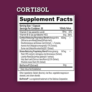 Nutraceuticals Cortisol Health - Adrenal Health Manager Supplement for Healthy Stress Response* - Adaptogenic Formula with Ashwagandha & Sleep Support - 30 Capsules (Quick Absorbing)