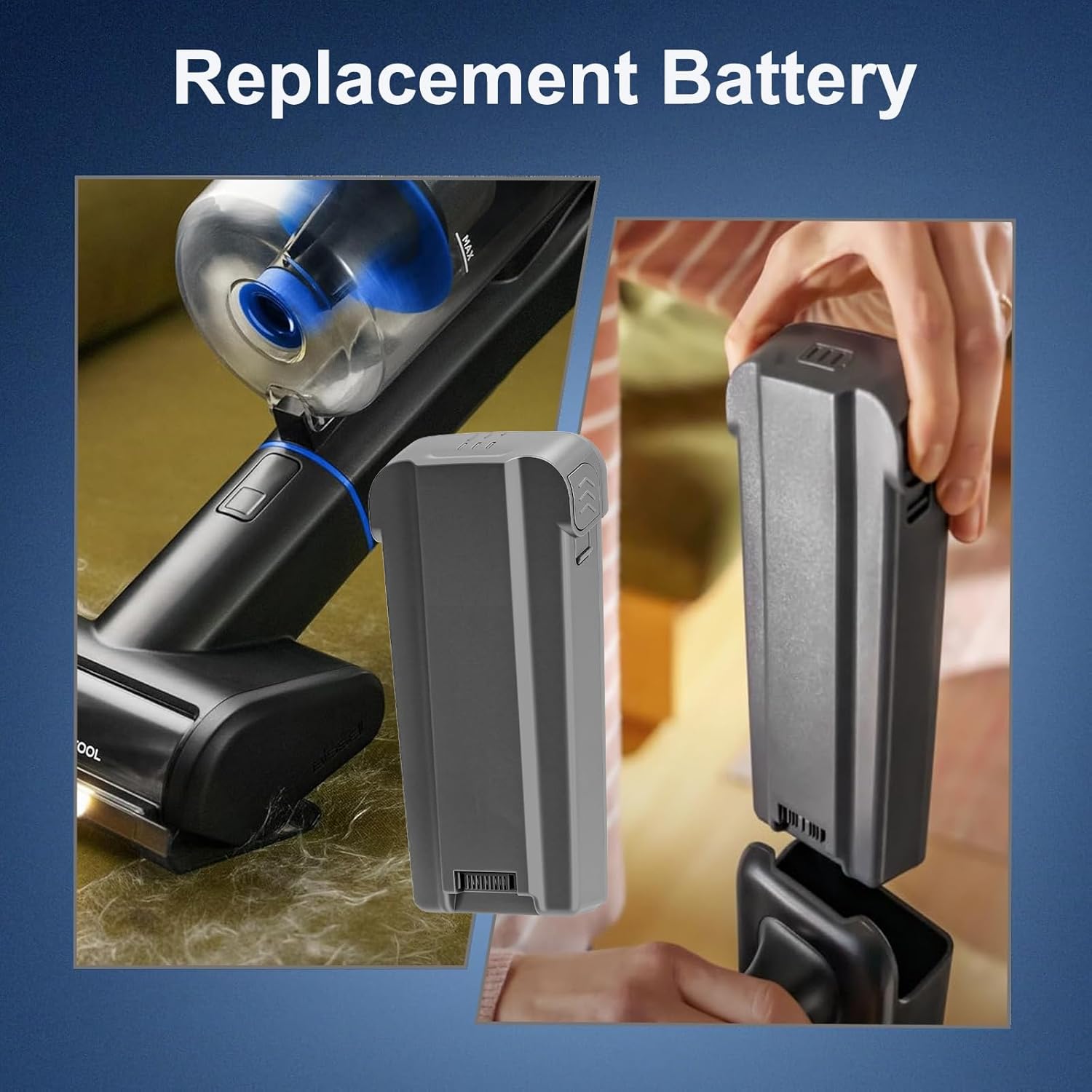 Replacement Battery for Bissell PowerClean FurGuard & FurFinder Cordless Vacuum, Compatible with Models 4039, 4052, 4173 & Battery Models 4143, 4141 Black