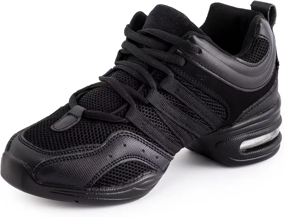 Tênis de dança jazz feminino tênis de jazz com cadarços, malha antiderrapante almofada de ar jazz sapatos de dança plataforma plataforma plataforma caminhada atlética sapatos de dança