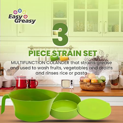 Miniatura 4 de Juego de cocina colador y colador de alimentos, cepas de carne molida y tocino, juego de coladores que enjuaga pasta, arroz, frutas y verduras,