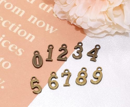 Miniatura 6 de Shapenty Colgantes de aleación de metal del 0 al 9 para manualidades, llavero, broche, pulsera, collar, aretes, joyería, hallazgo, 50 unidades,