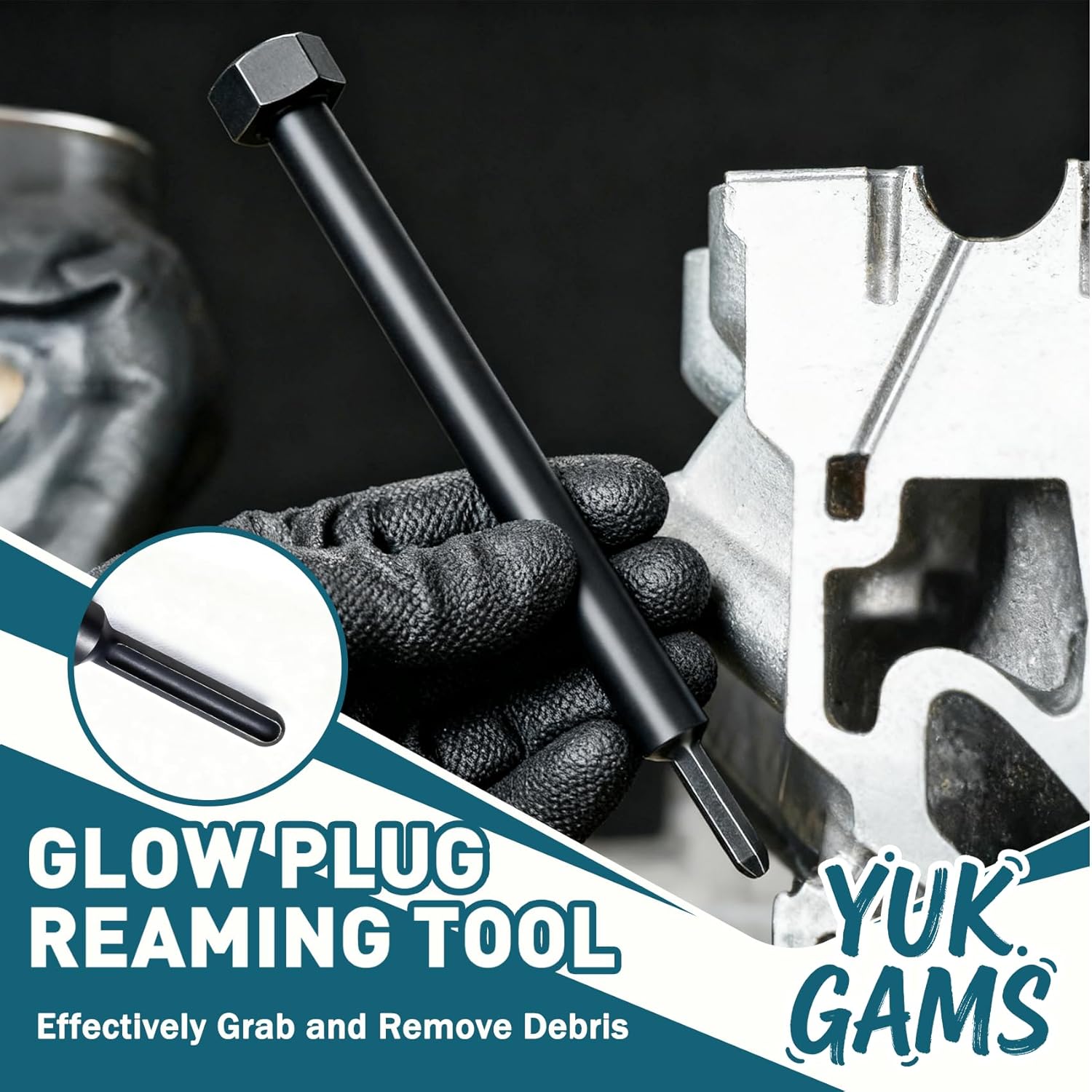 Upgrade Duramax Glow Plug Reaming Tool, Alloy Steel Glow Plug Bore Remover, for 6.6L, 3.0L, and 2.8L Duramax Engines, Sharp Cutting Edge,Quickly Remove Carbon Deposits, for Duramax Since 2001