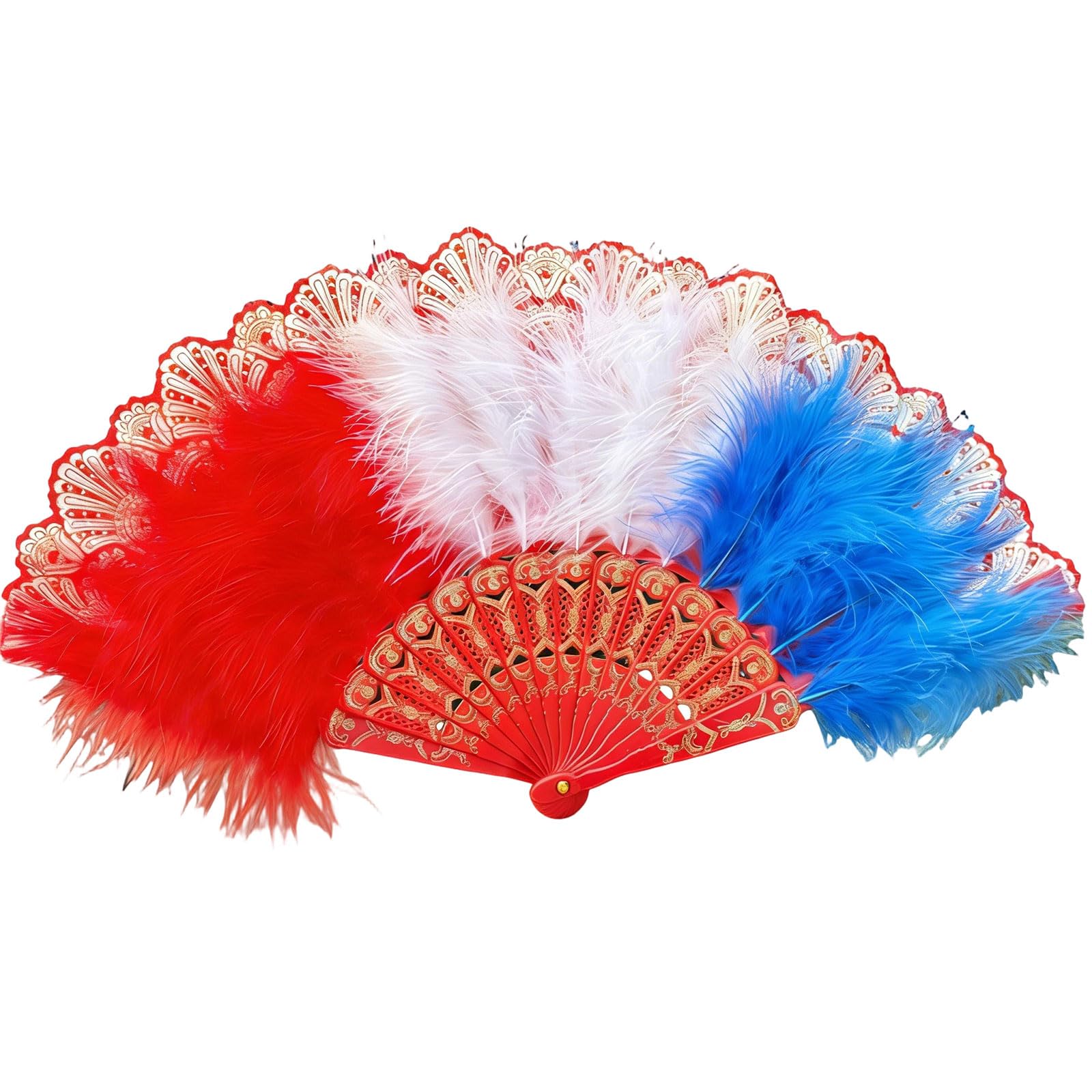 Kaeltsyn Feathered Fan 20s Retro Folding Flapper Hand Fanning for Costumes Dancing Party Wedding Decorations Rave Fanning Folding Hand
