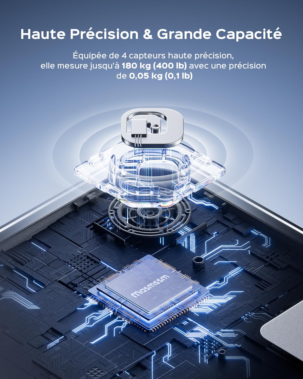 Balance Connectée Pèse-Personne, Balance Connectée Impédancemètre 8-en-1 Grand VA Écran, 22 Indicateurs dont Fréquence Cardiaque, IMC, Graisse Corporelle Pour iOS & Android, Max. 180kg
