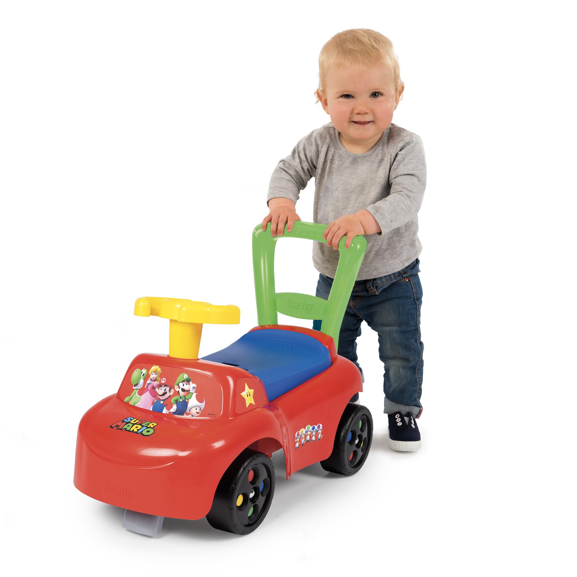 Smoby - Super Mario - Samochód do jeżdżenia - Ergonomiczne podwozie - Zabezpieczenia przed przewróceniem - Kierownica - Funkcja jeżdżenia - Od 10 miesięcy - Wyprodukowano we Francji
