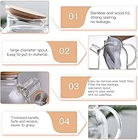 Vista 2 de Tetera de vidrio de 34 oz/33.8 fl oz, tetera de borosilicato segura para estufa y microondas, tetera transparente con colador, tetera de vidrio