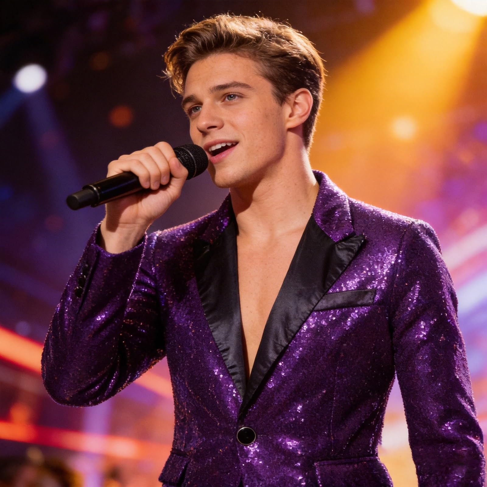 Blazer à Paillettes for Hommes, Coupe cintrée, Brillant, Veste de Costume de Smoking for Bal de Promo, col châle, Blazer de dîner for Hommes, Manteau Disco