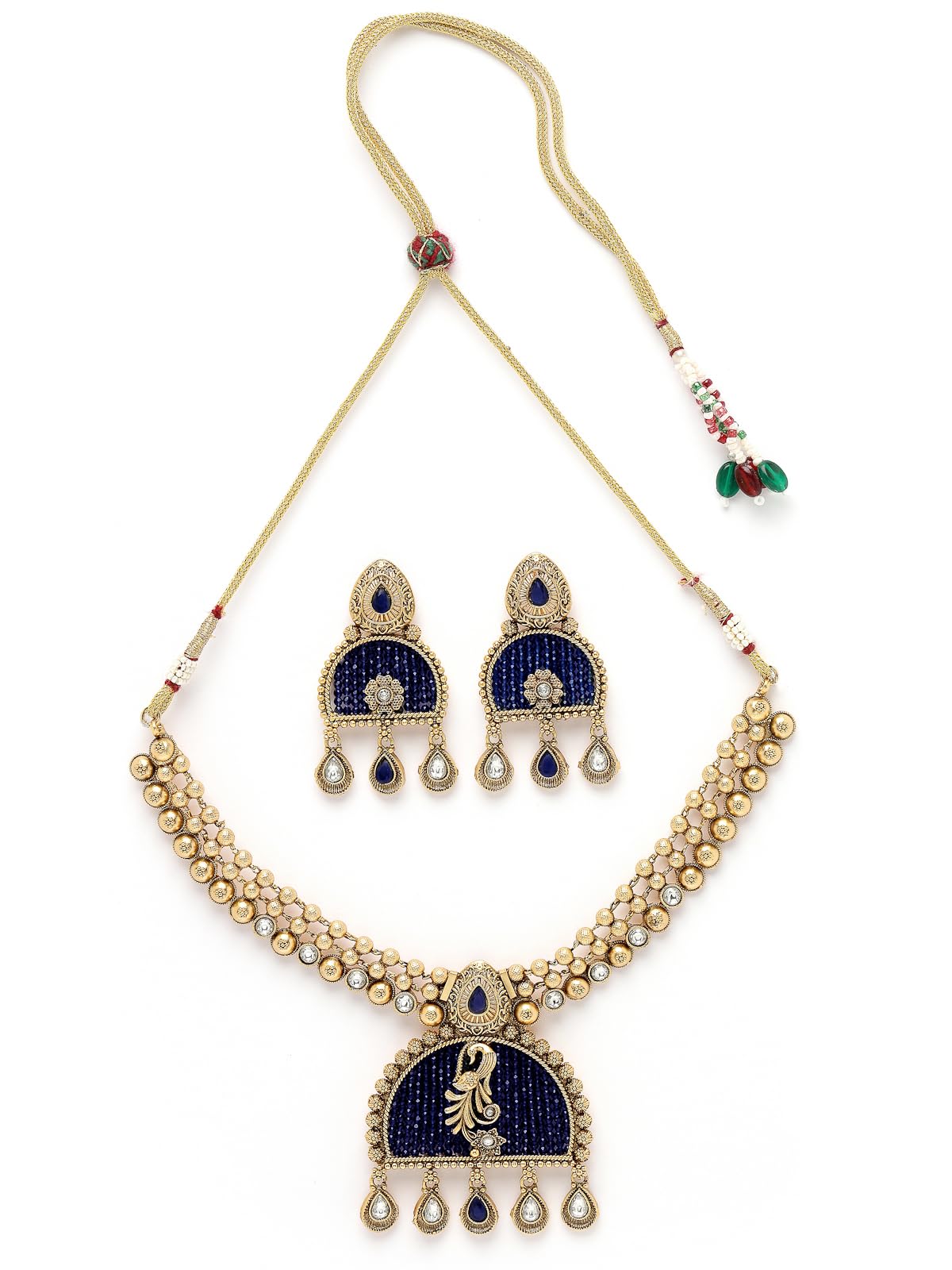 Sukkhi Classical Peacock Style Green Stone Gold Plated Copper Collar Bone Necklace Set And Earring | Jewellery Set For Women (NS105625) (B0CBBBFR9L) Amazon Price History, Amazon Price Tracker