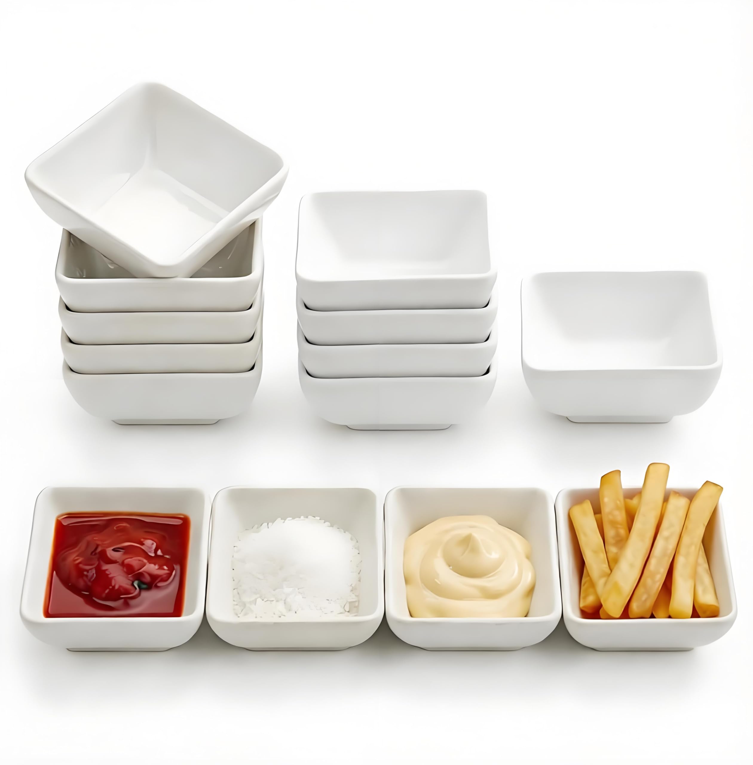 10 Pieces Dipping Bowls 7.3 x3 cm Small Bowls White Plastic Bowls