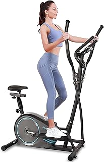 SKY LAND 2-in-1 Elliptical Exercise Bike for Full-Body Home Cardio Workouts | Magnetic Cross Trainer With 8-Level Resistance | FitShow App | Digital Display | Quiet Operation | 100 kg Capacity