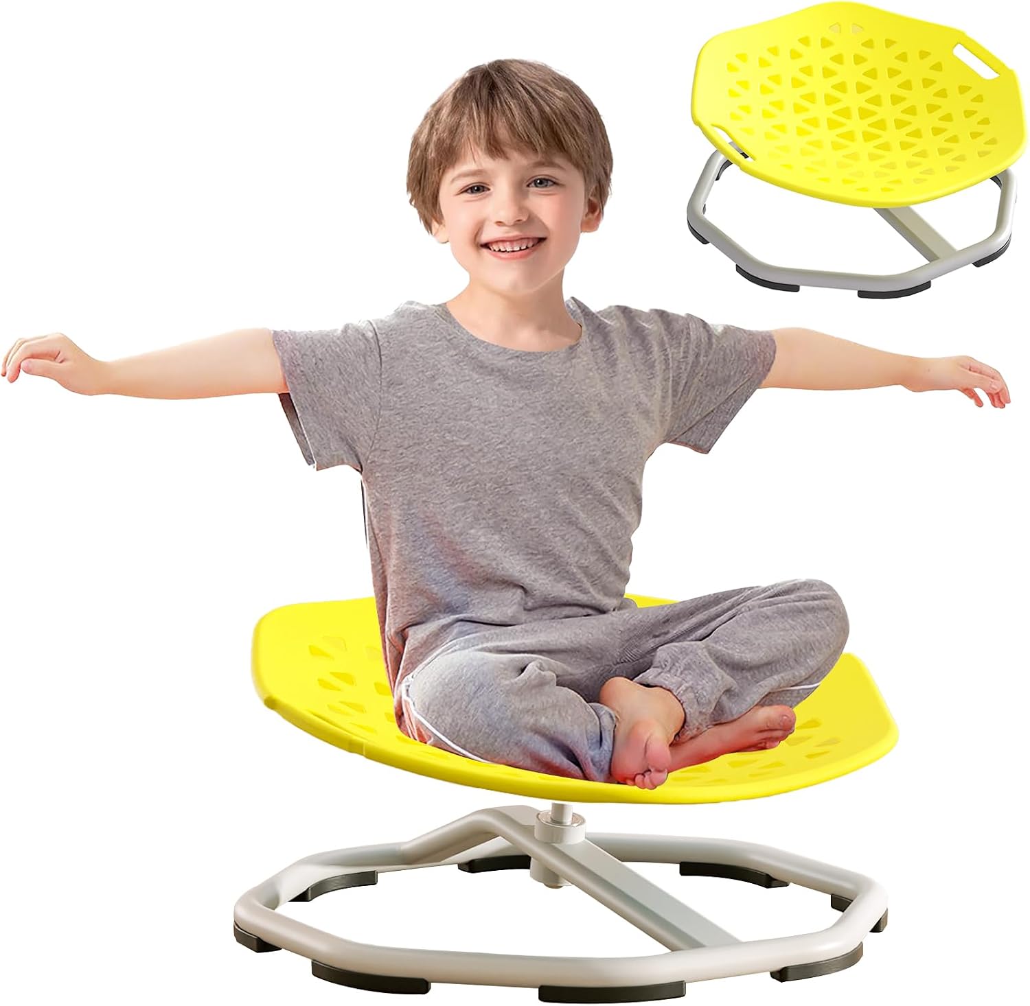 Autism Kids Swivel Chair,Sensory Spinning Chair for Kids,Toddler Spinner seat Carousel Spin Sensory Chair for Kids,Training Body Coordination,Metal Base Non Slip Safer (Green)