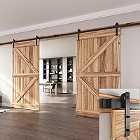 Vista 8 de EaseLife Kit de riel de puerta corredera de granero de 6 pies, polea recta, resistente, se desliza suavemente silenciosamente, fácil de instalar