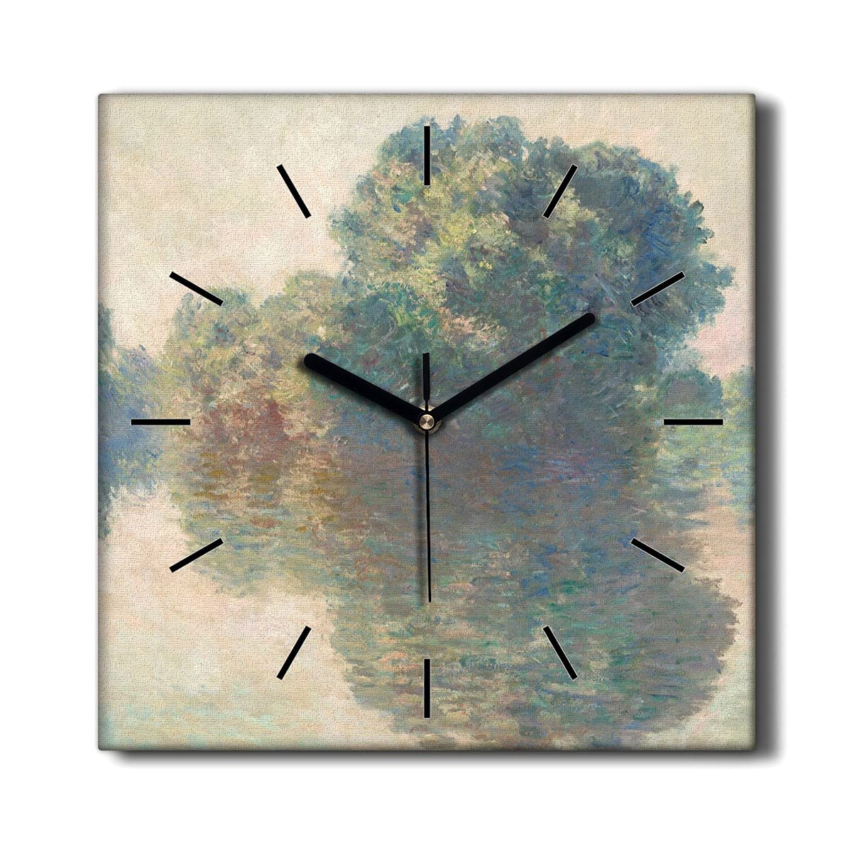 Horloge murale toile Monet Seine à Giverny 30x30cm décor salon