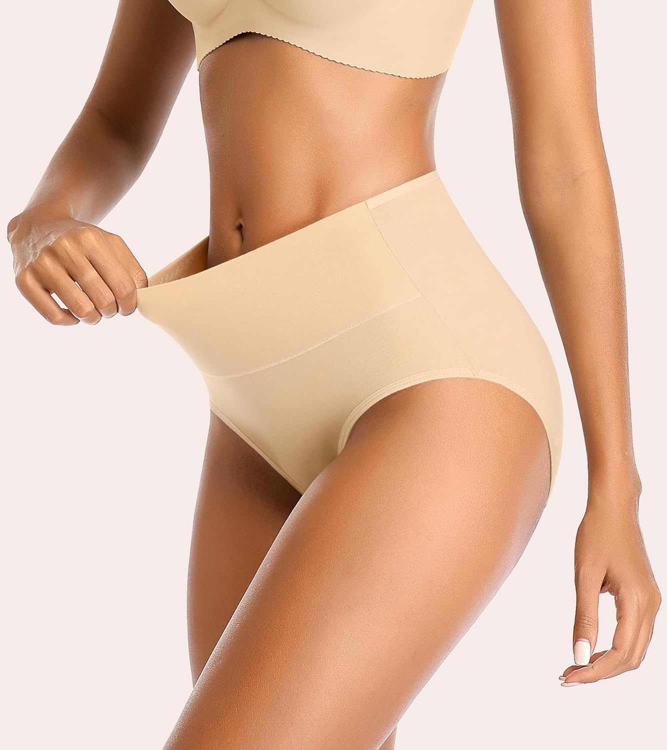 ASIMOON Womens Cotton Underwear High Waisted Postpartum Panties Soft Breathable Full Coverage Ladies Briefs Multipack - Image 2