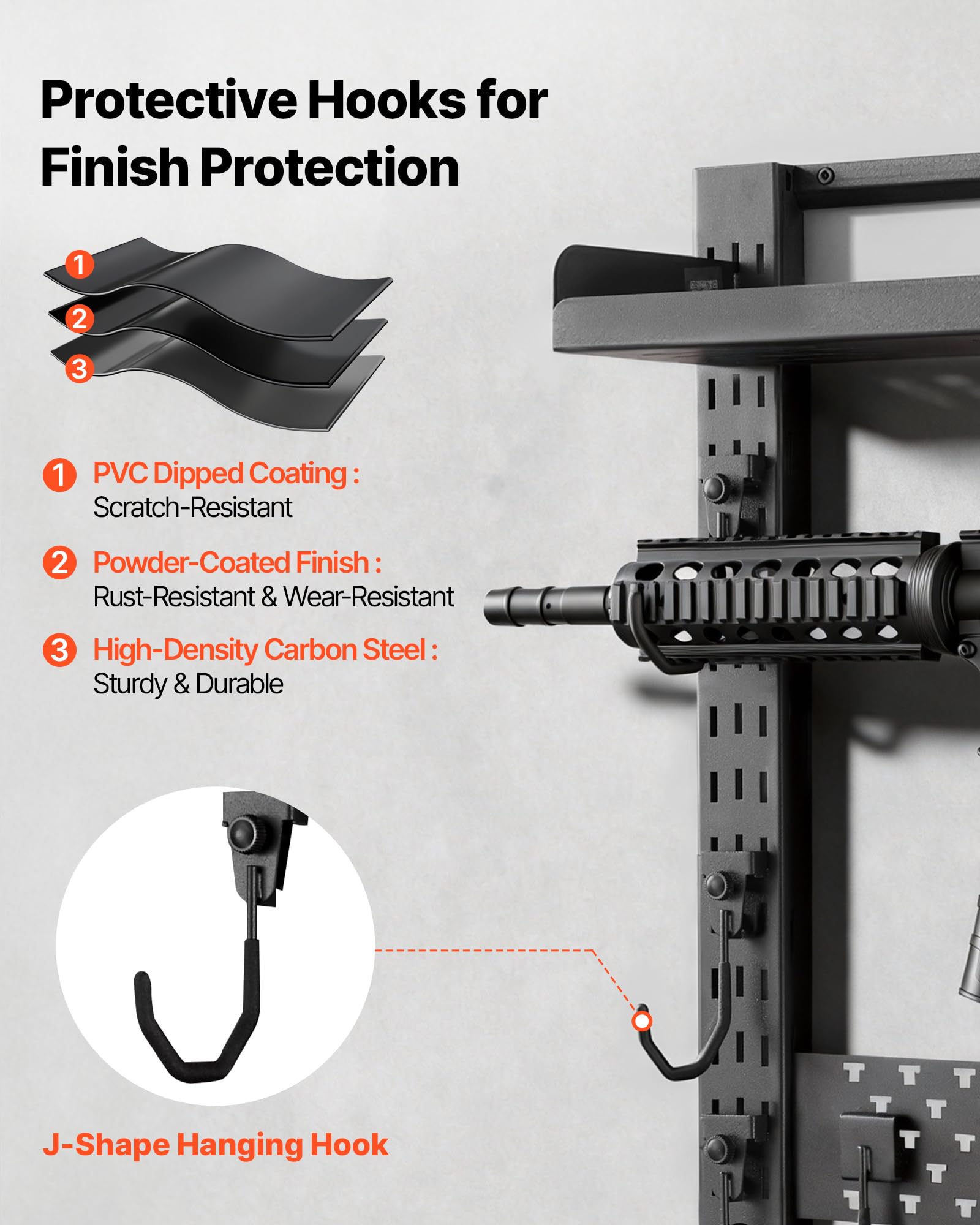 VEVOR Gun Rack Wall Mount, Heavy Duty Steel, Indoor Rifle Shotgun Rack with Magazine Holder, MOLLE Panel, Gun Accessories Display Storage Holder, Hold Up to 5 Rifles or Shotguns, for Tactical Gear - 5