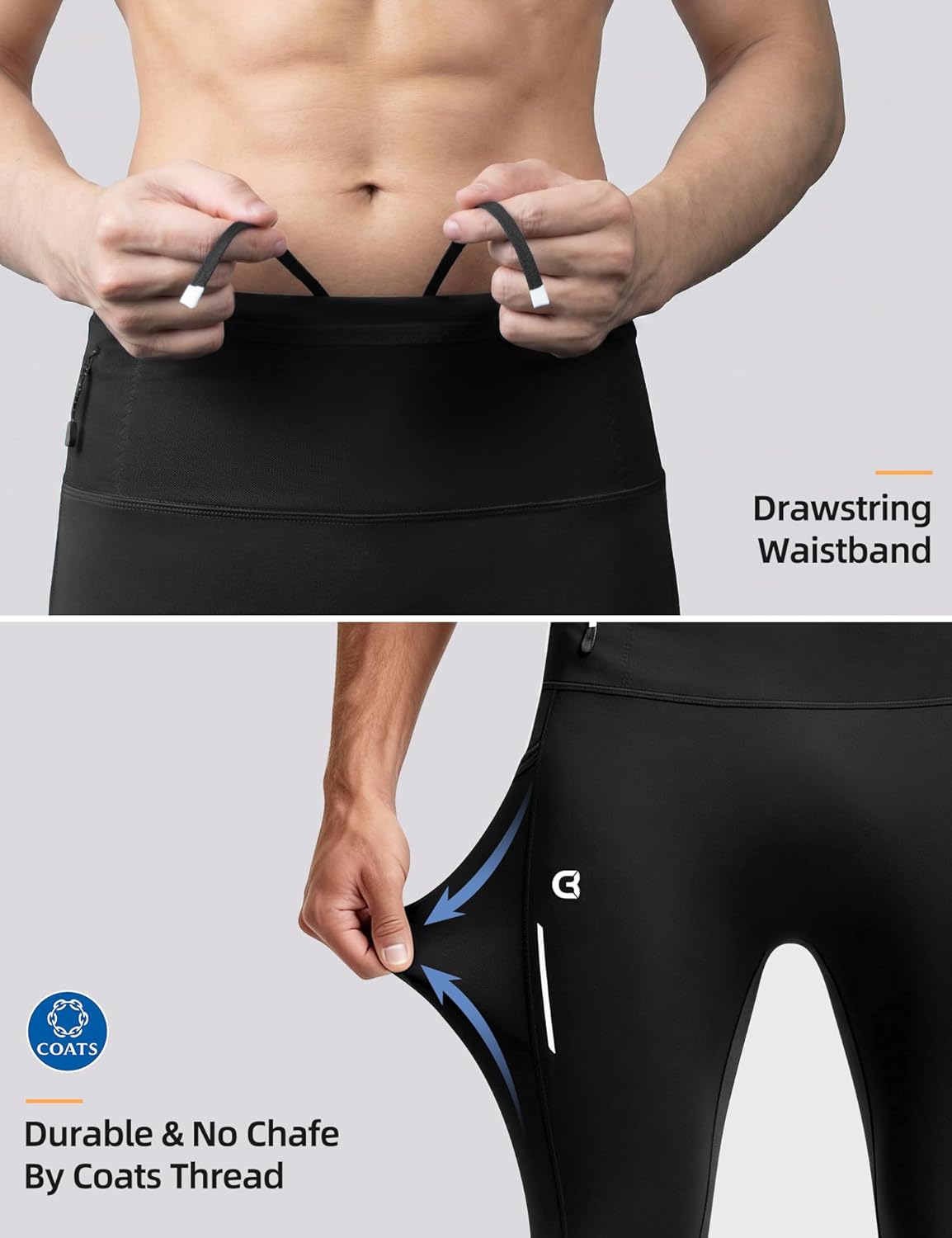 Men's Running Tights with 6 Pockets Compression Winter Running Pants for Men Reflective Thermal Leggings for Jogging - Image 4