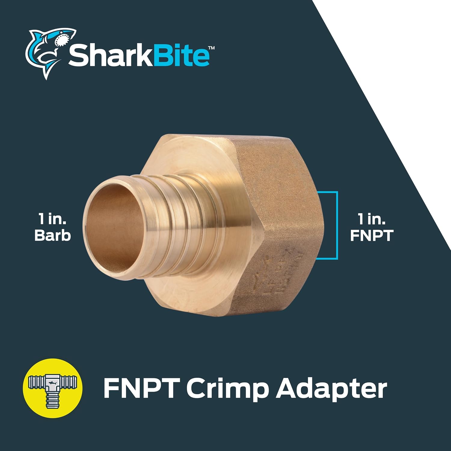 SharkBite 1 Inch Crimp Female Adapter, Brass Plumbing Fitting, PEX Pipe, PE-RT, UC094LFA