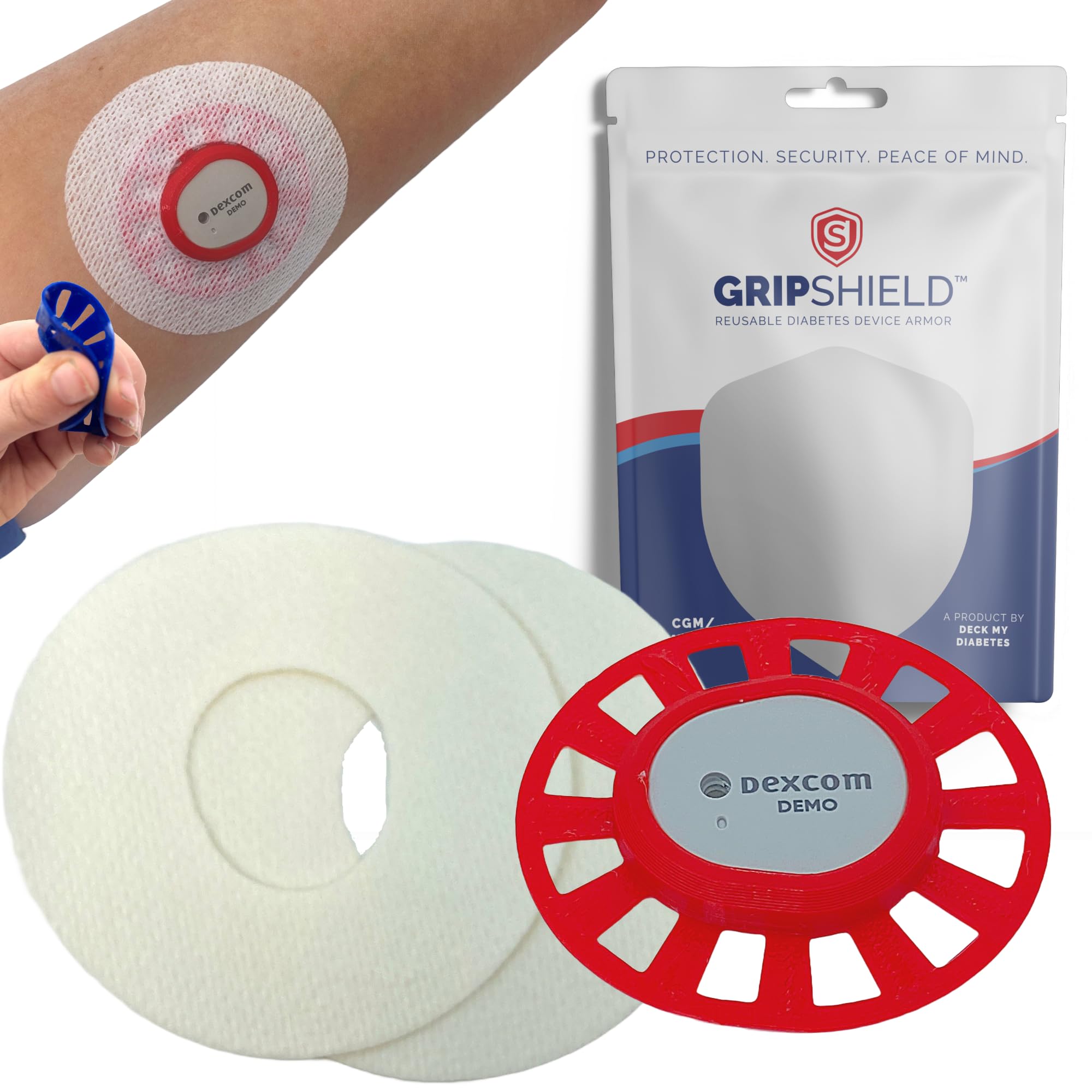 Dexcom G7 GripShield -by Deck My Diabetes. Flexible and Reusable CGM Armor-Protection from Accidental Bumps (Fire Engine Red)