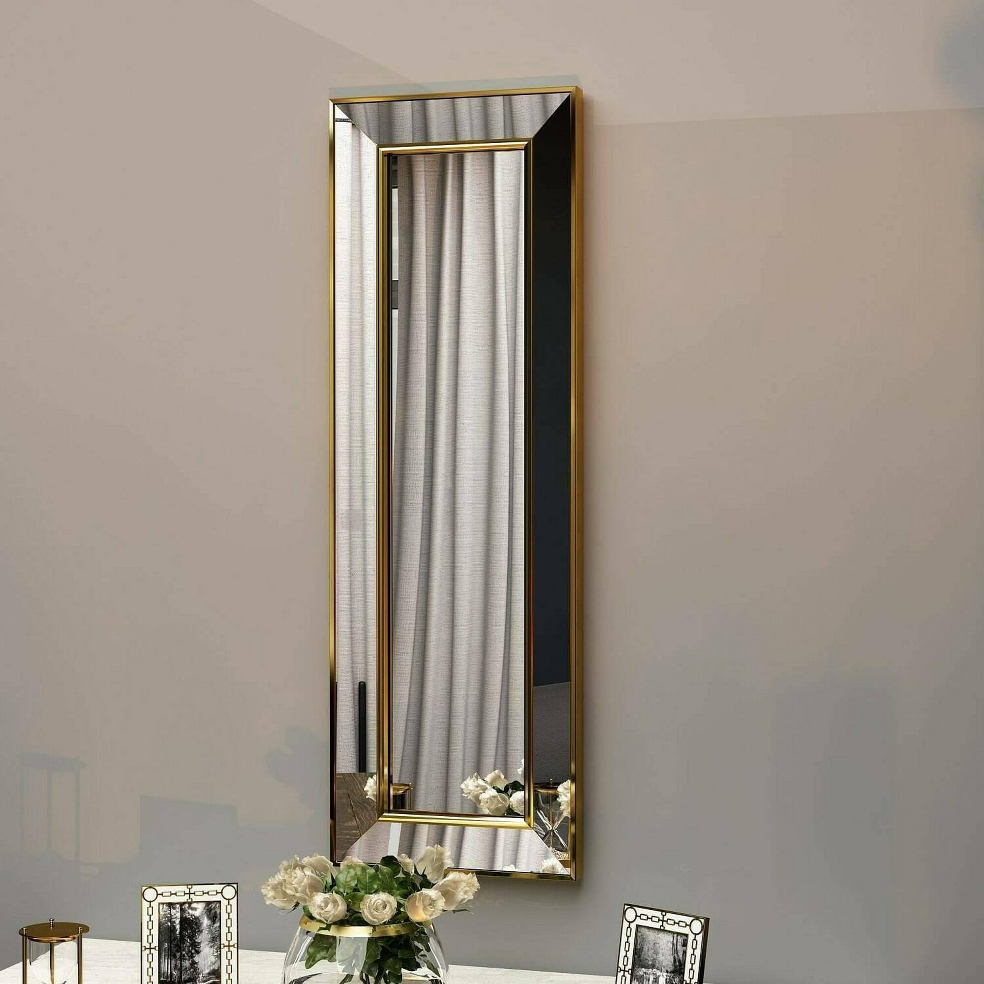 Dmora - Specchio Musca, Specchiera, Articolo d'arredo a muro, Decorazione con specchio, 30x3h90 cm, Oro