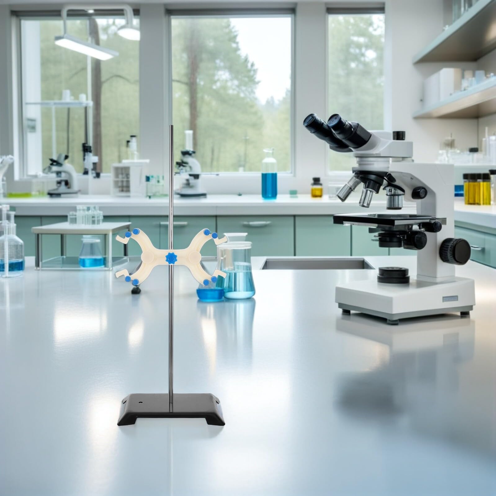 Ciieeo Bürettenständer für Labor Stativklemme für Reagenzgläser und Glaswaren Halterung für Büretten und Bechergläser Robustes Chemielabor-stativ mit Schnellem Montage-system