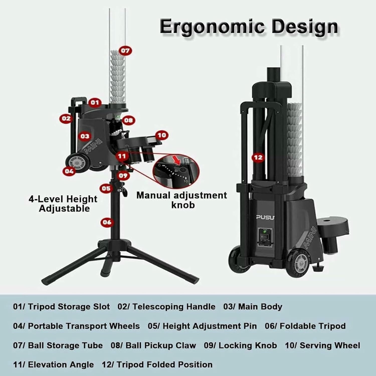 Badminton Launcher, Portable Mini Badminton Training Machine, Adjustable Badminton Serving Machine, Smart APP Control, Shuttlecock Serve Machine