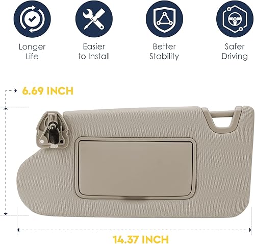 Miniatura 6 de Parasol para conductor y pasajero para Nissan Altima sin techo corredizo 2013, 2014, 2015, 2016, 2017 y 2018, reemplaza a 96400-3TA2A, 96401-3TA2A,