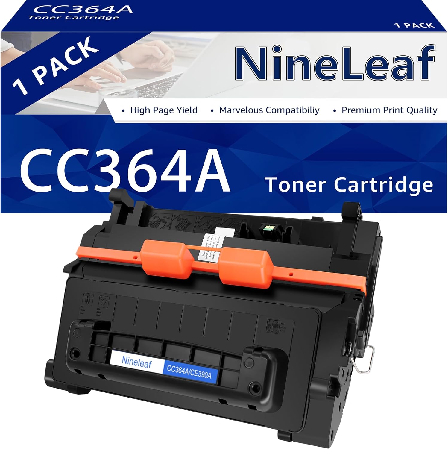 NineLeaf CC364A Compatible Toner Cartridge Replacement for HP 64A Toner Cartridge to use for P4014 P4014dn P4014n P4015 P4015dn P4015n P4015tn P4015x P4515 P4515n P4515tn(Black,1 Pack)