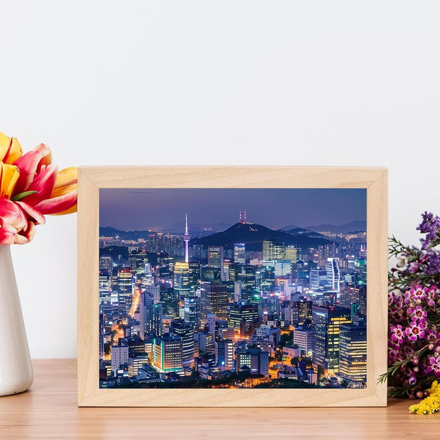 BRTITA Seoul South Korea Skyline Glossy Night View Diamond Painting Kits for Adults Full Round Drill Diamond Art Picture for Wall Home Decor 12x16in / 30x40cm