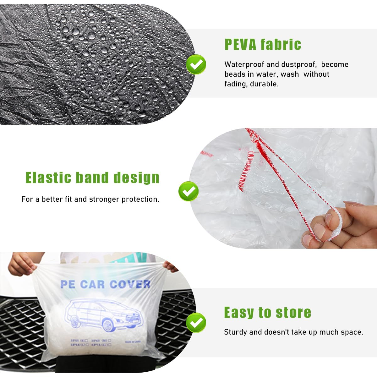 Wevdn 2 PCS Disposable Car Cover 12 5 19 7 Waterproof Dustproof Clear Car Cover with Elastic Band — view 3