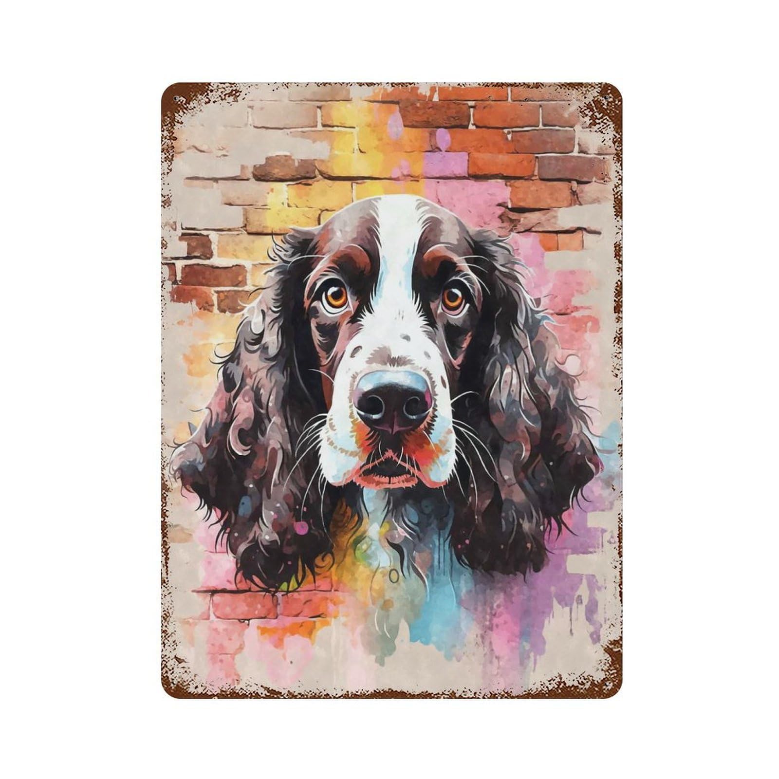 English Springer Spaniel Rust Effect Tin Sign 15.7"x11.8", Ideal for Shed, Workshop And Garage Wall Decor