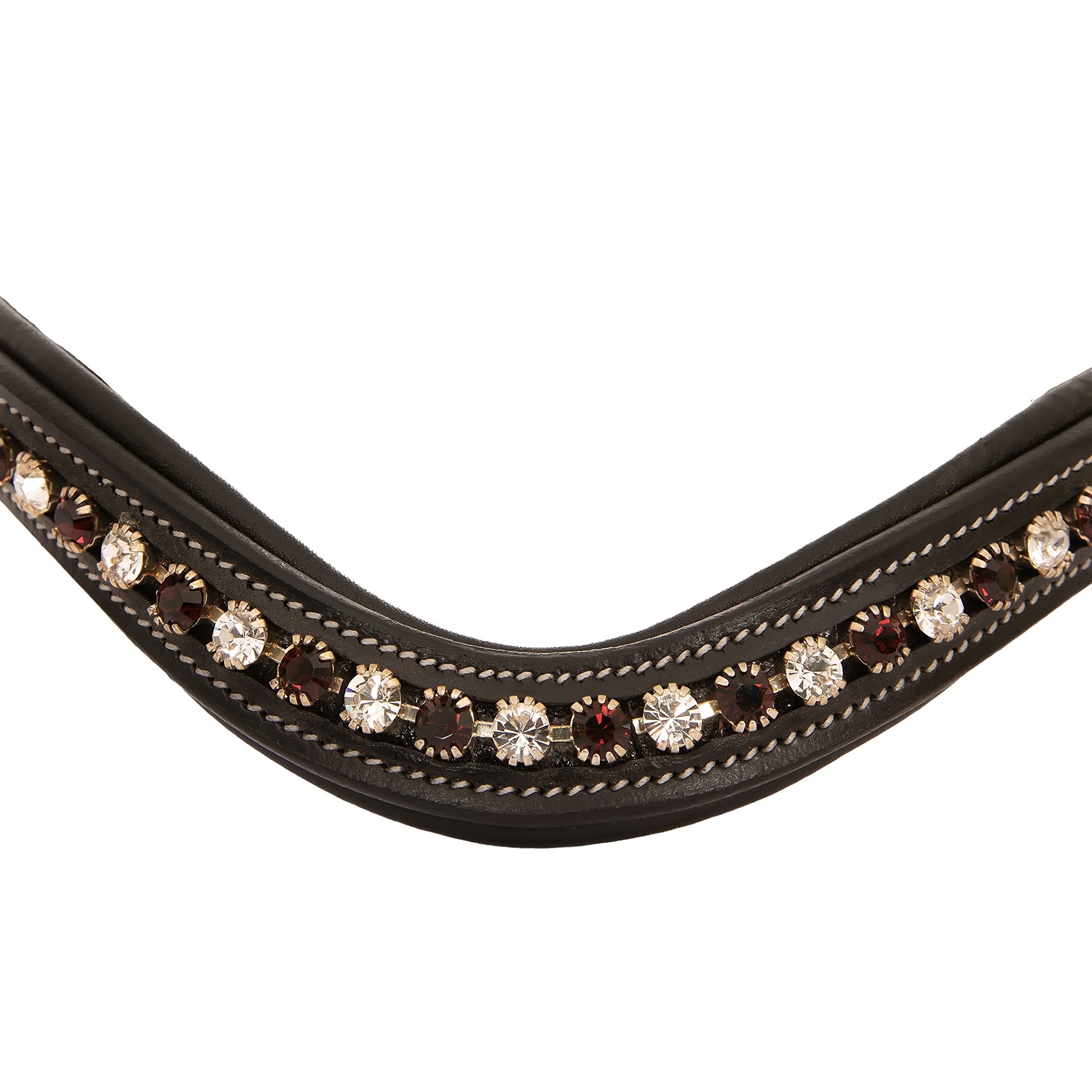 Exion Frontal pour Bride de Cheval Anglais | Frontal rembourré de Forme incurvée pour Spectacle et Dressage | Frontal en Cristal Transparent Bordeaux pour Chevaux