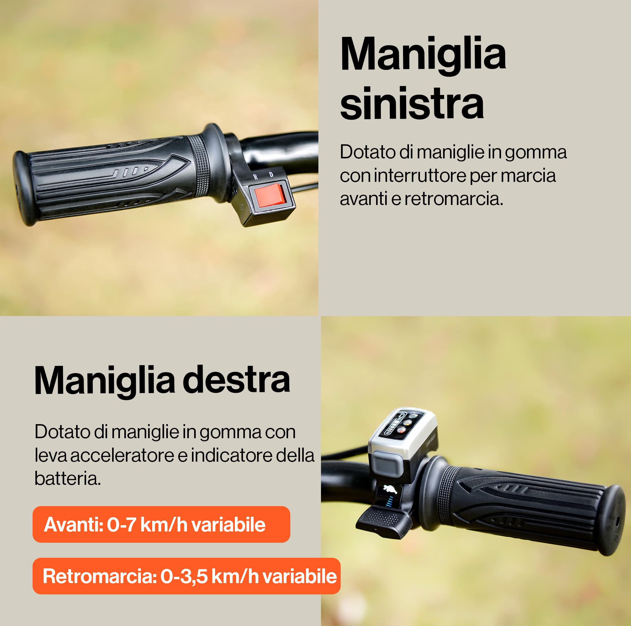 SuperHandy Carriola elettrica Utility 48 V, carico 230 kg, trazione 460 kg