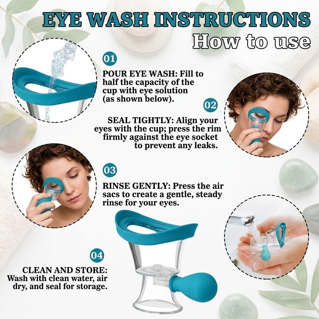 Silicone Eye Wash Cup Squeeze Eye Rinsing Cup Manual Air Pressure Eye Cleaning Cup Reusable Eye Care Cup for Daily Eye Rinse Portable Eye Wash Tool for Men and Women 3