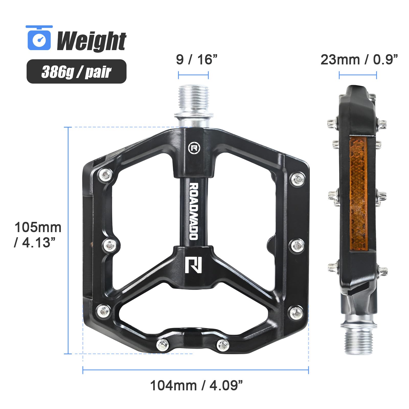 Paire De Pédales Vélo Alliage Ultraléger - Antidérapantes Pour VTT, Route, BMX 9/16"