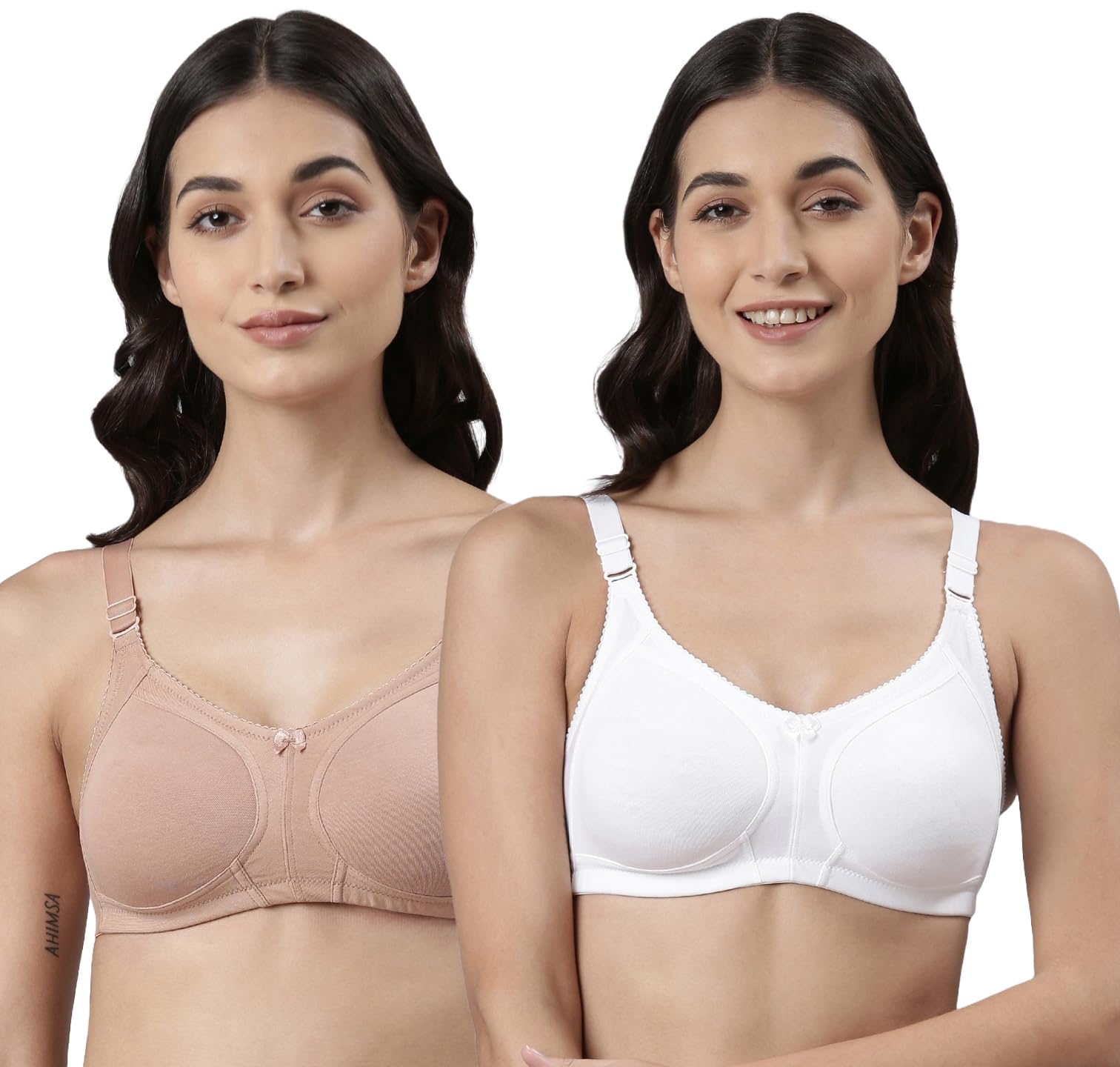 dollar Missy Pack of 2 Women's Combed Cotton Elastane Wire-Free Panelled Support Bra-picture-13