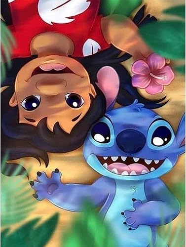 Lxmsja Kits de pintura de diamantes de dibujos animados 5D para principiantes, pintura con diamantes de anime, pintura por números, lienzo redondo