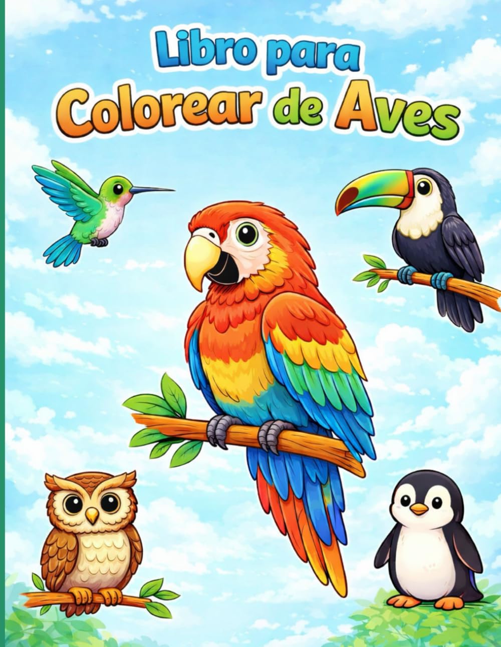 Aves del Mundo para Colorear con Nombres: Libro Educativo de Pájaros para Niños: Ilustraciones de Aves Reales para Aprender y Pintar | Fomenta la ... y Motricidad Fina | Formato Grande