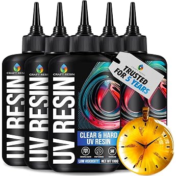 CRAFT RESIN 500 g UV Resin Clear, Hard Variant, Low Viscosity, Crystal Clear and Non-Yellowing UV Resin Set for DIY, Jeweller