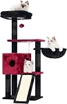 Hey-brother Cat Tree, 42.5-Inches Cat Tower for Indoor Cats, Plush Multi-Level Kitten Cat Condo with Scratching Post,Ramp, Basket, Spacious Cave, Hanging Ball, Light Gray MPJ007SW