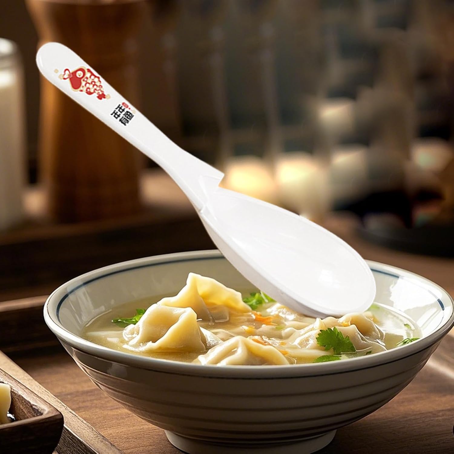 Chinese Spoons Eating Rice Wonton Cereal Tablespoon