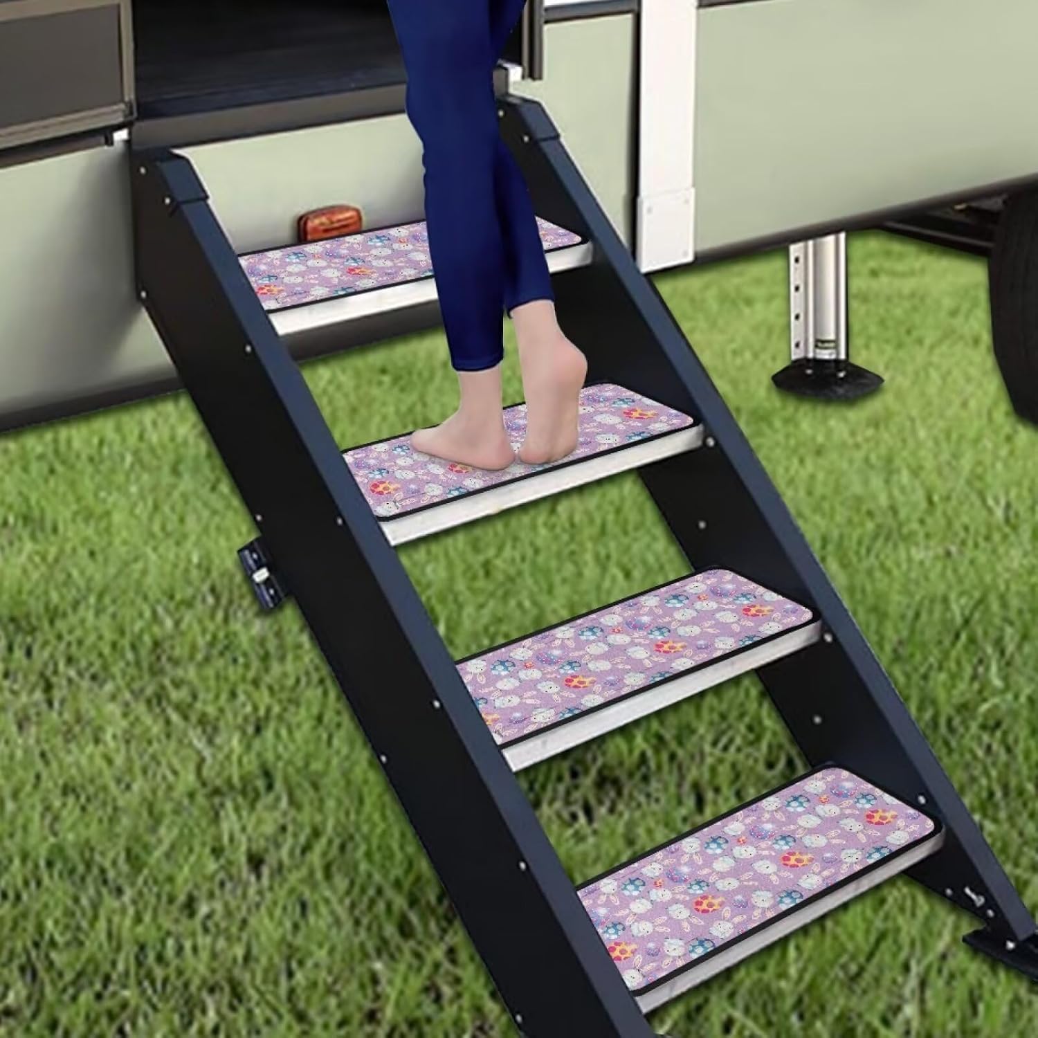 Easter Egg RV Step Covers 4 Pack Extra Heavy Camper Step Covers Exterior Stair Treads Non-Slip Outdoor Stair Mats, Easter Decorations